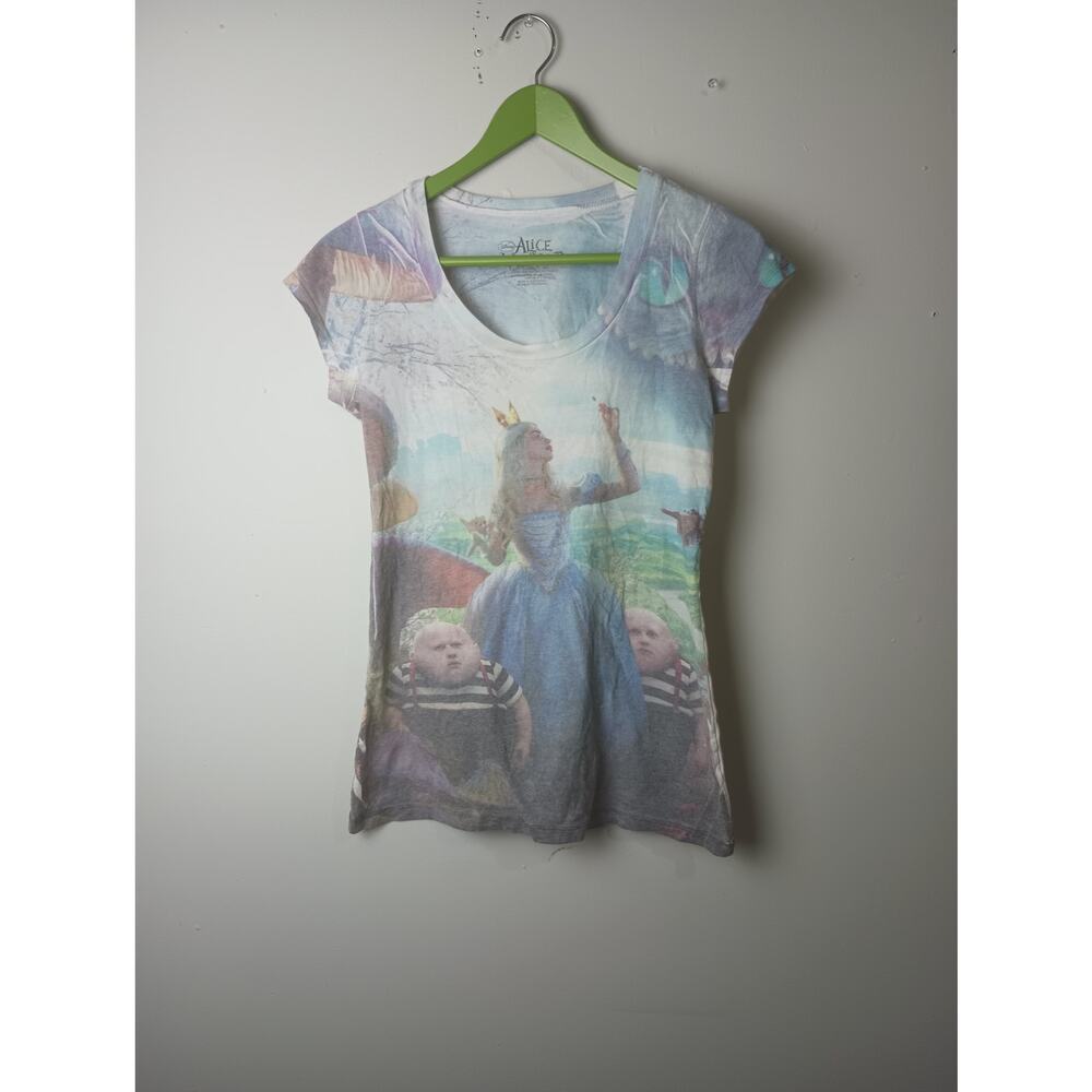 Vintage‎ Alice in Wonderland Rare T-Shirt White Queen Tweedle Boys Medium Y2K
